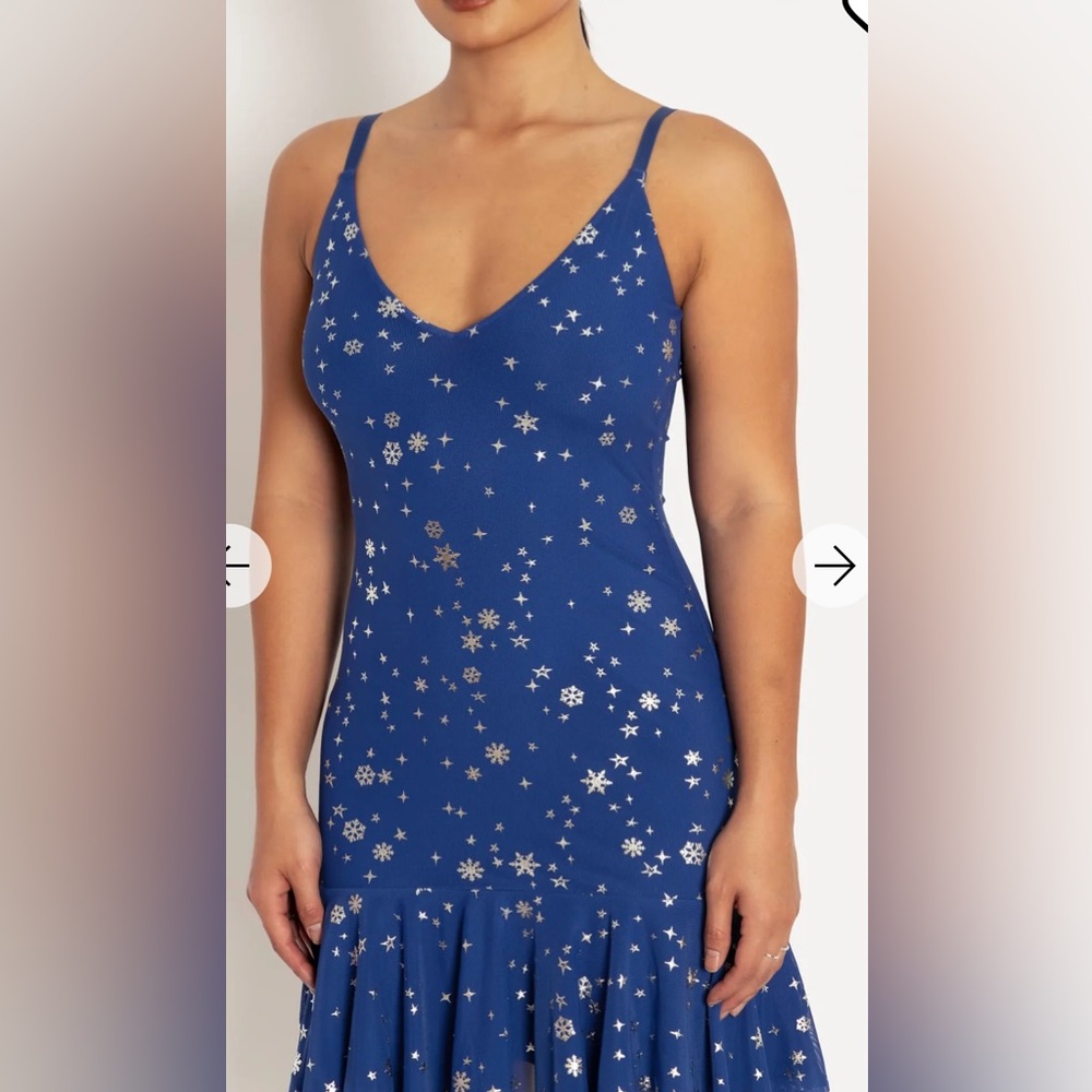 Blackmilk Christmas Star Blue Mini Handkerchief Dress - Limited - Picture 5 of 7